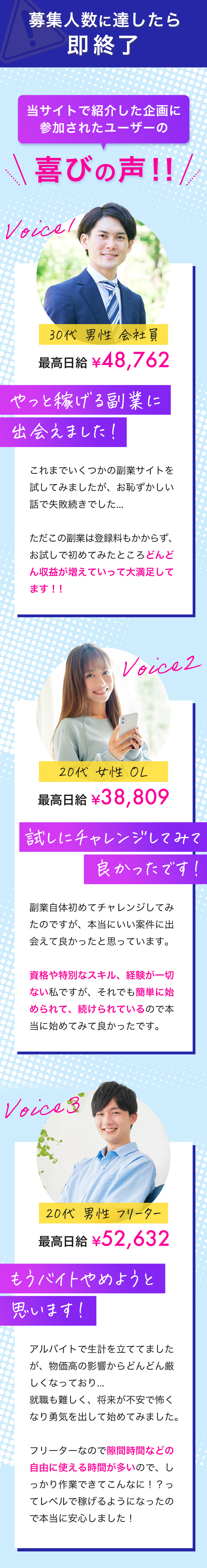当サイトで紹介した企画に参加されたユーザーの喜びの声